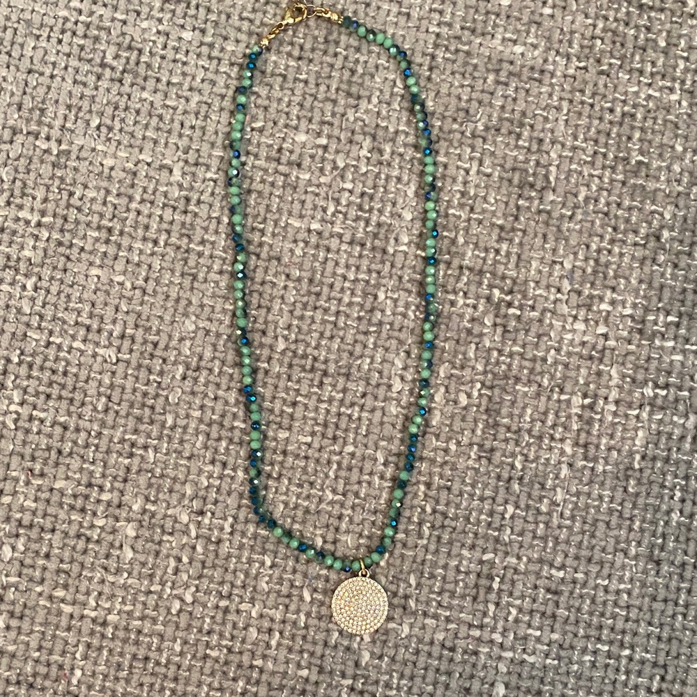 Park Lane Beaded Necklace with Pave Medallion
